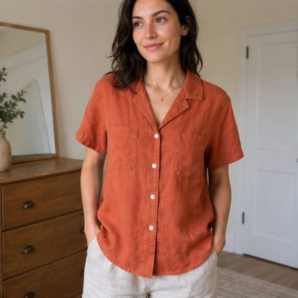 Rust Ruffle Blouse - Picture 2 of 6